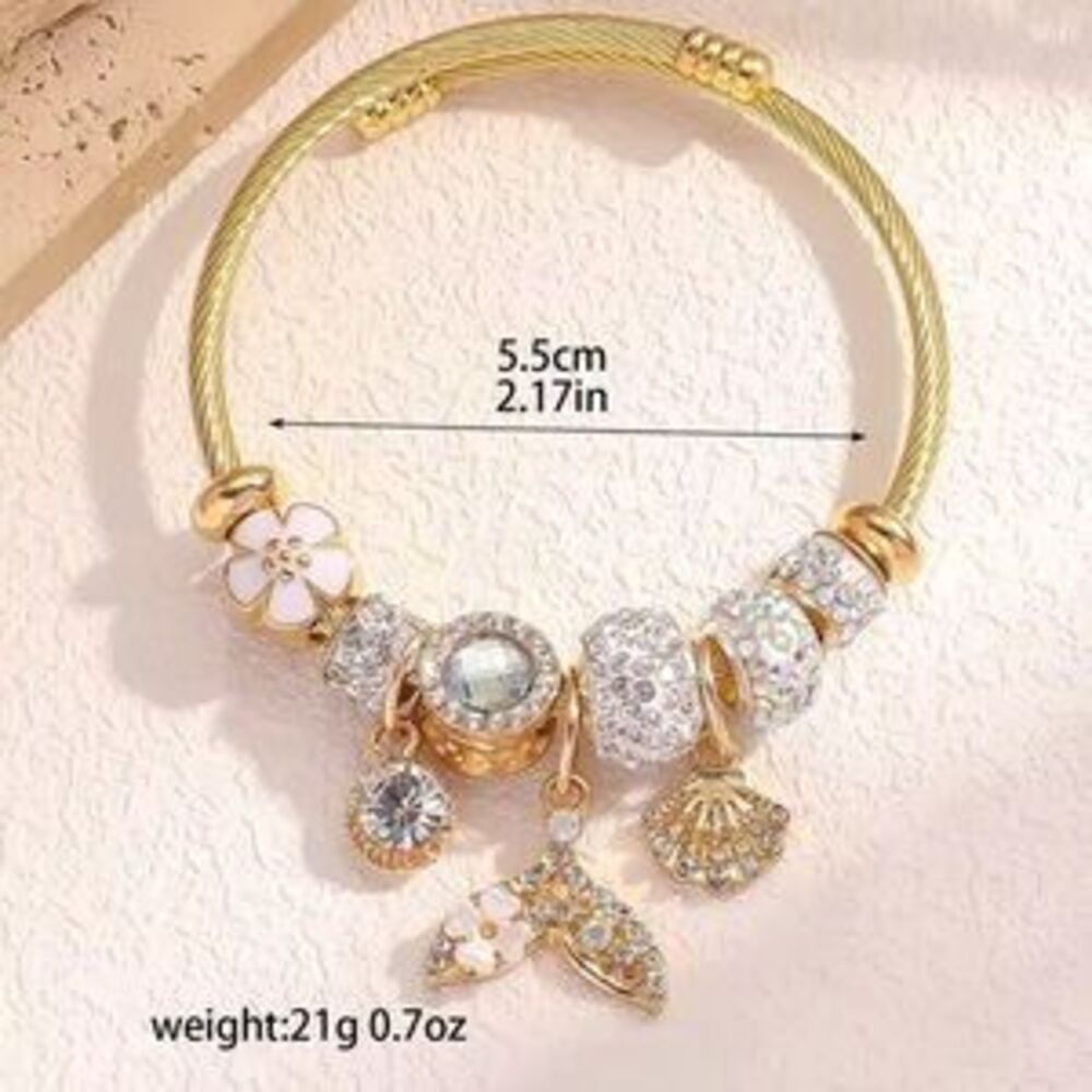 Gold Charm Sparkling Beads & Nautical Charms Bracelet - Picture 2 of 3